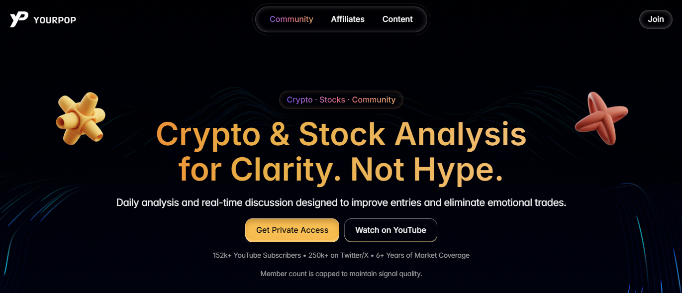 YourPOP — crypto and stock market creator landing page